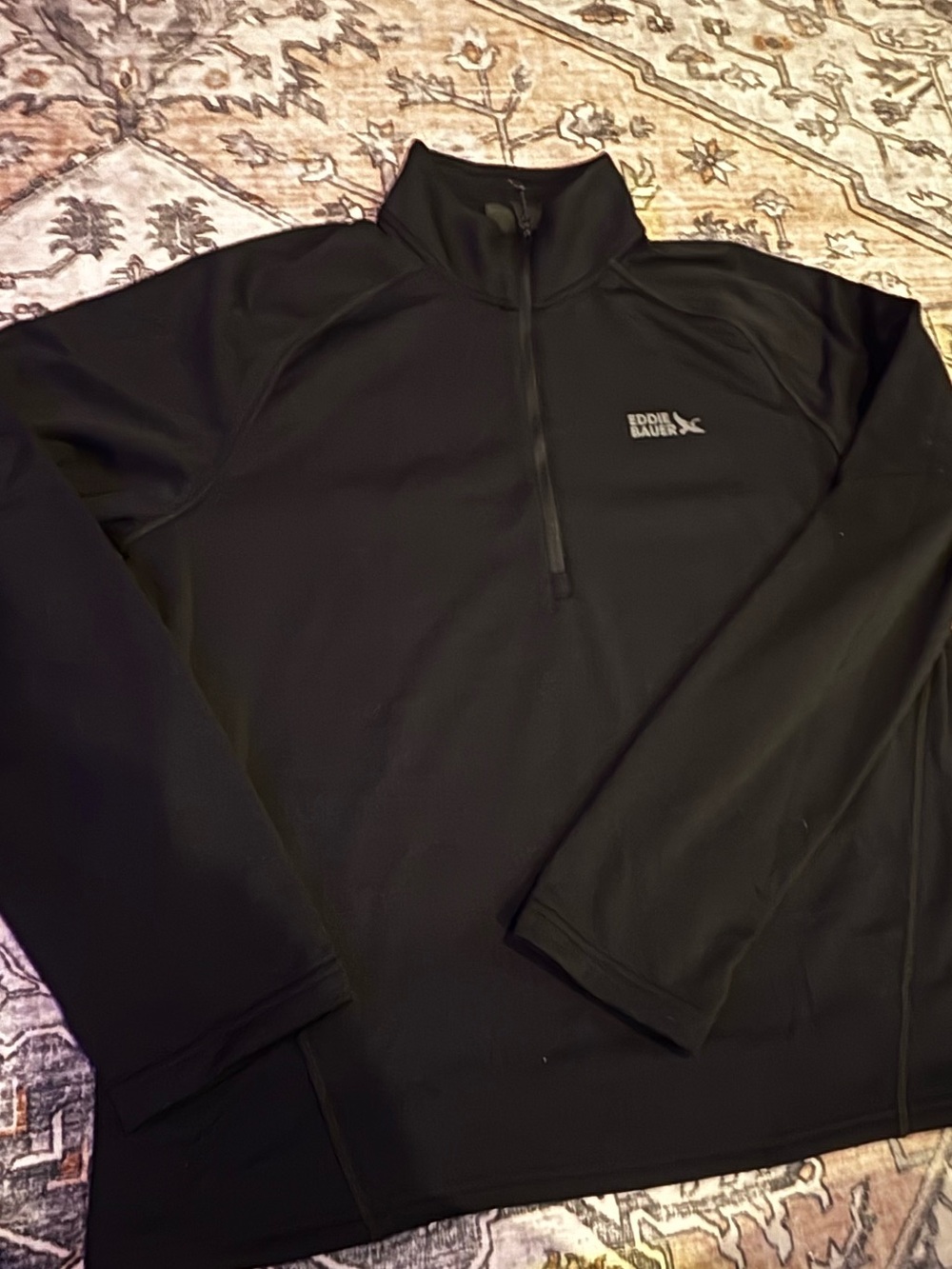 Eddie Bauer Men’s L Black Grid Fleece 1/4 Zip Performance Pullover
